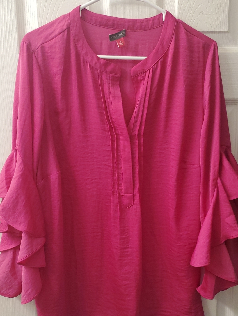 Vince Camuto Hot Pink Ruffle Sleeve Tunic Blouse